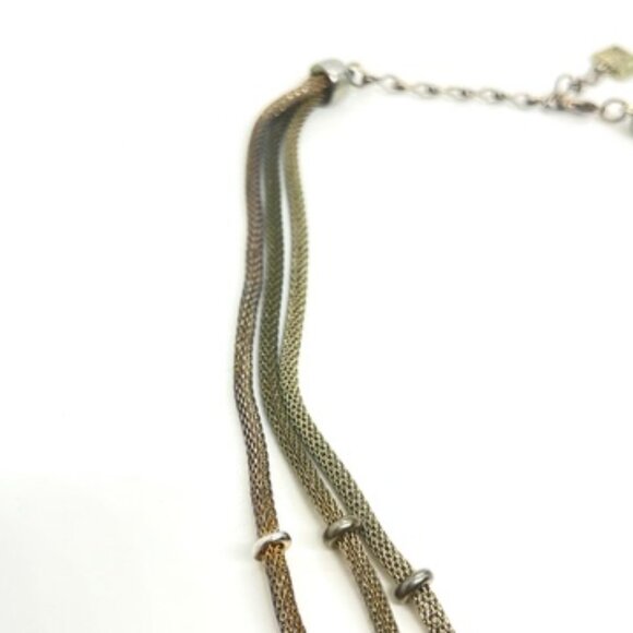 ANNE KLEIN VINTAGE MESH LAYERED NECKLACE GOLD SILVER TONE MULTI STRAND CHAIN - Picture 9 of 15